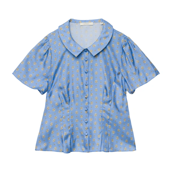 Doen Helie Top in Periwinkle Cadiz Foulard | Blouses | Coveti