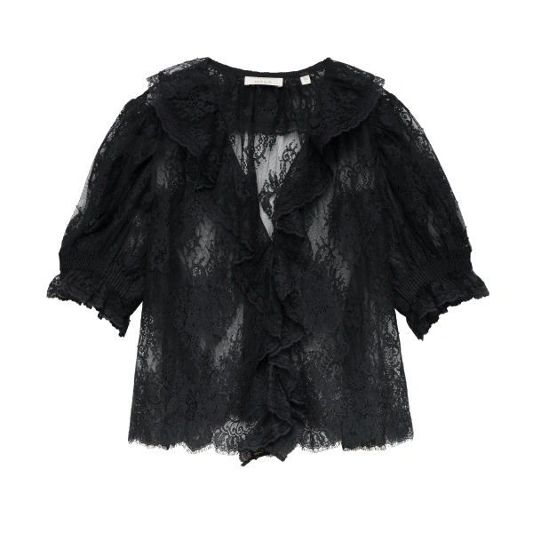 Doen Henri Lace Top in Black | Blouses | Coveti