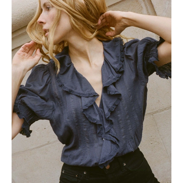 Doen Henri Top in Adriatic | Blouses | Coveti, view 2