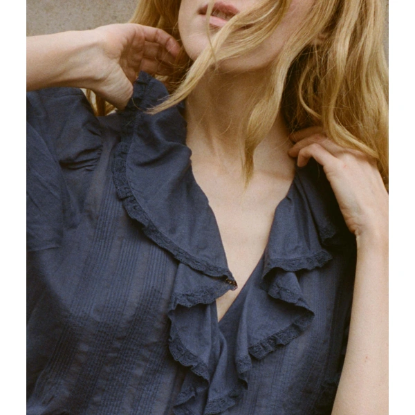 Doen Henri Top in Adriatic | Blouses | Coveti, view 3