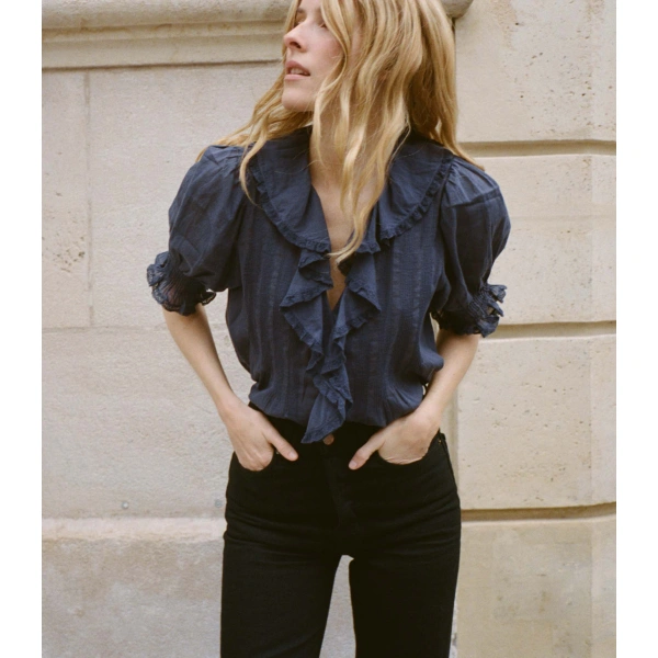 Doen Henri Top in Adriatic | Blouses | Coveti, view 4