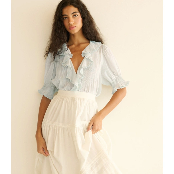 Doen Henri Top in Alice Blue | Blouses | Coveti, view 4