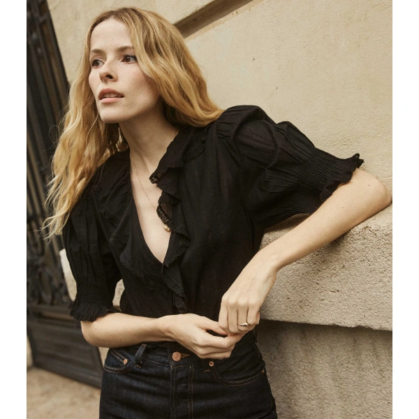 Doen Henri Top in Black | Blouses | Coveti, view 2