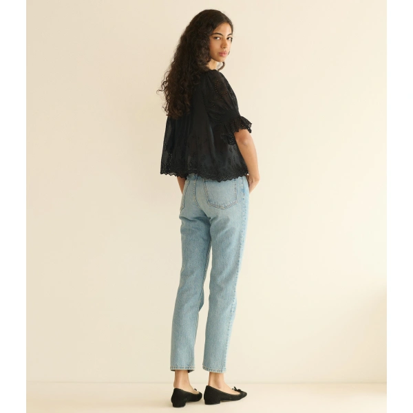 Doen Henri Top in Black Eyelet | Blouses | Coveti, view 6