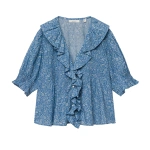 Doen Henri Top in Blue Garden Bloom | Blouses | Coveti