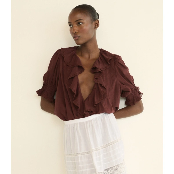 Doen Henri Top in Dahlia | Blouses | Coveti, view 2