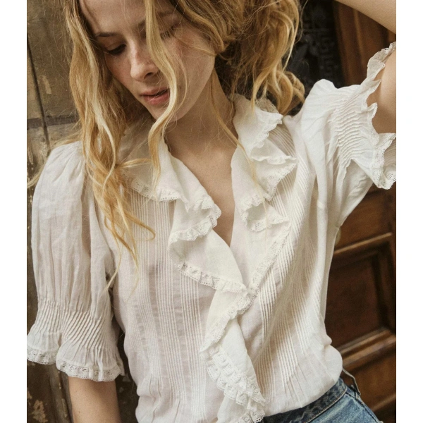 Doen Henri Top in Salt | Blouses | Coveti, view 2