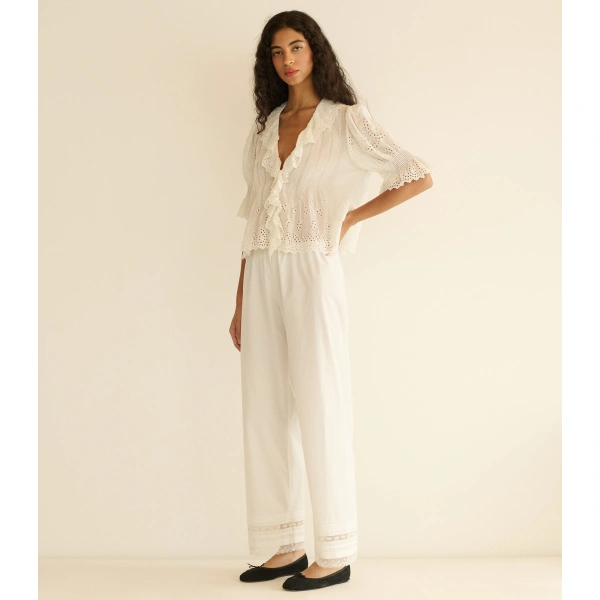 Doen Henri Top in Salt Eyelet | Blouses | Coveti, view 3