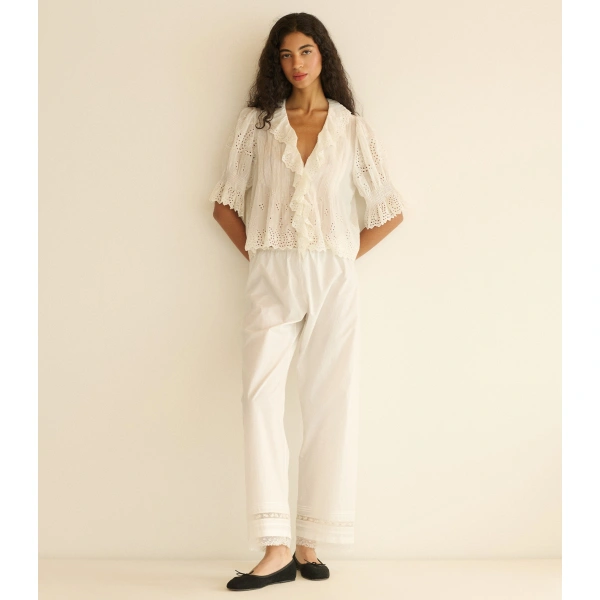 Doen Henri Top in Salt Eyelet | Blouses | Coveti, view 5