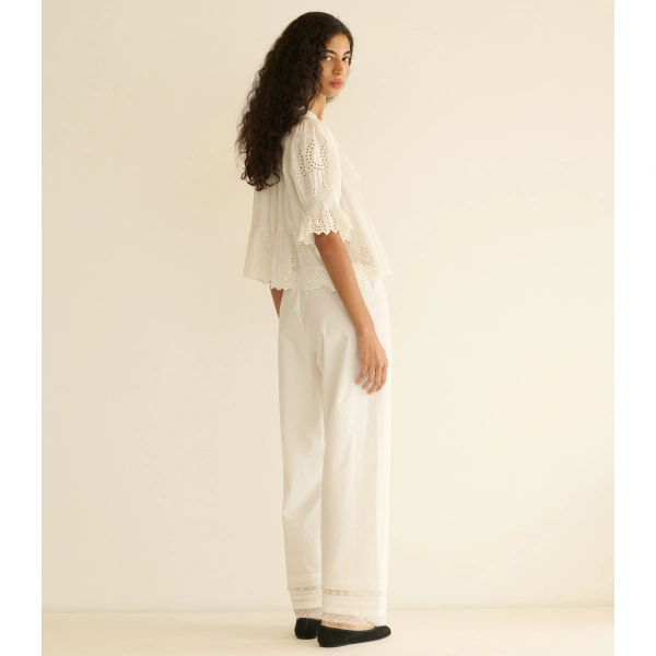 Doen Henri Top in Salt Eyelet | Blouses | Coveti, view 6