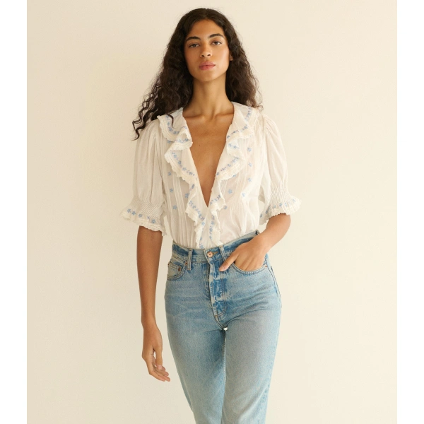 Doen Hettie Top in Salt | Blouses | Coveti, view 3