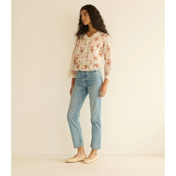 Doen Hillock Top in Ivory Lantana Floral | Long Sleeve Tops | Coveti, view 4