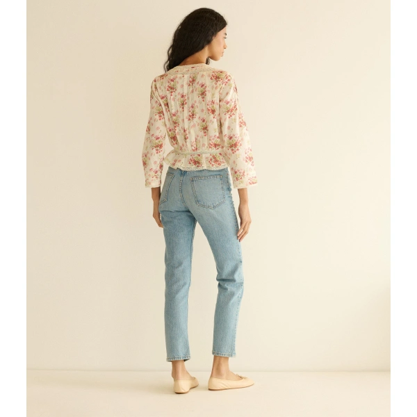 Doen Hillock Top in Ivory Lantana Floral | Long Sleeve Tops | Coveti, view 5