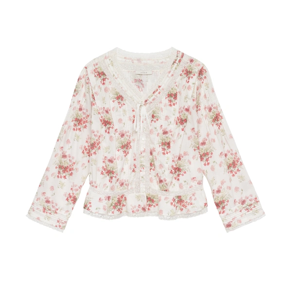 Hillock Top in Ivory Lantana Floral
