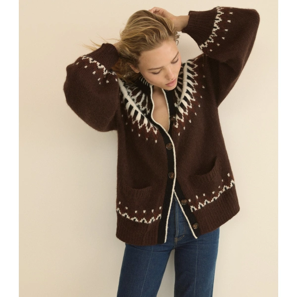 Doen Hue Cardigan in Brun Aberdeen Fair Isle | Cardigans | Coveti, view 3