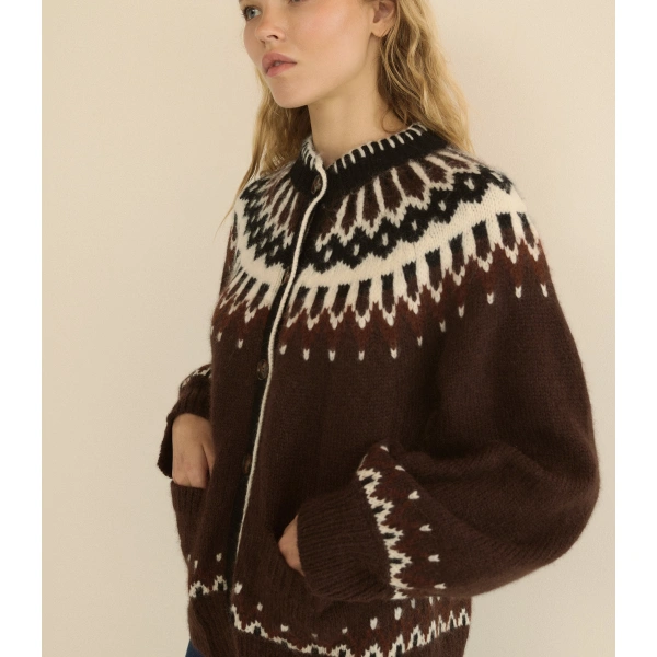 Doen Hue Cardigan in Brun Aberdeen Fair Isle | Cardigans | Coveti, view 4