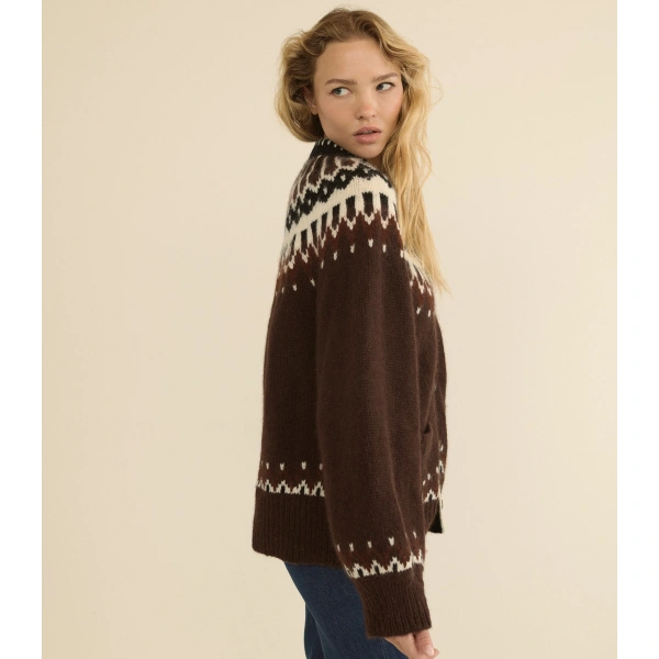 Doen Hue Cardigan in Brun Aberdeen Fair Isle | Cardigans | Coveti, view 5