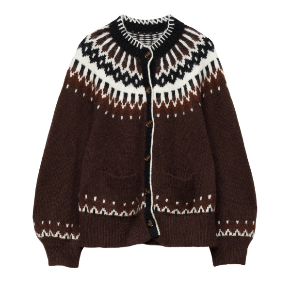 Doen Hue Cardigan in Brun Aberdeen Fair Isle | Cardigans | Coveti