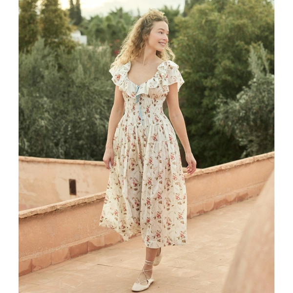 Doen Illiana Dress in Blanc Prairie Rose | Midi Dresses | Coveti, view 2