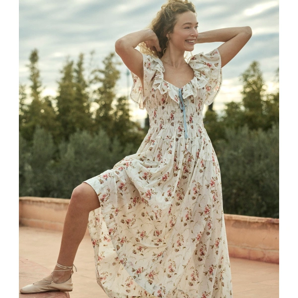 Doen Illiana Dress in Blanc Prairie Rose | Midi Dresses | Coveti, view 5