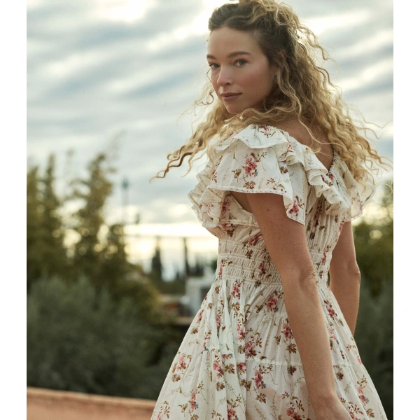 Doen Illiana Dress in Blanc Prairie Rose | Midi Dresses | Coveti, view 6