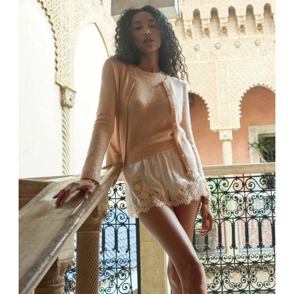 Doen Iona Short in Salt and Peach Lace | Shorts | Coveti, view 3