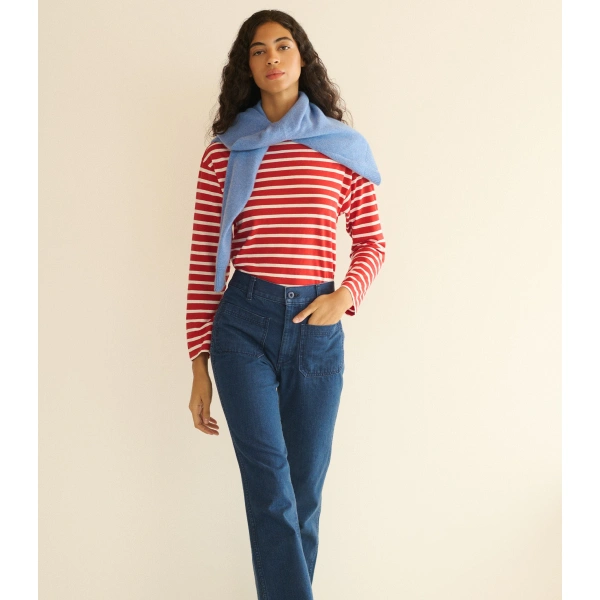 Doen Irene Tee in Rouge Breton Stripe | T-Shirts | Coveti, view 2
