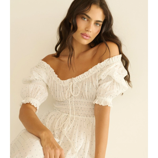 Doen Ischia Dress in Salt Flock Dot | Maxi Dresses | Coveti, view 3