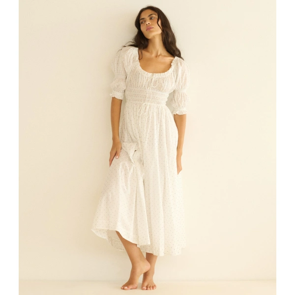Doen Ischia Dress in Salt Flock Dot | Maxi Dresses | Coveti, view 4