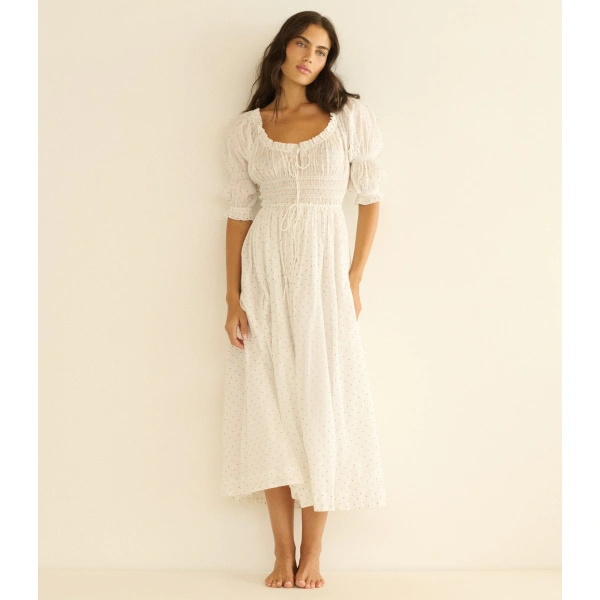 Doen Ischia Dress in Salt Flock Dot | Maxi Dresses | Coveti, view 5
