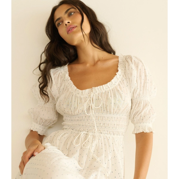 Doen Ischia Dress in Salt Flock Dot | Maxi Dresses | Coveti, view 6