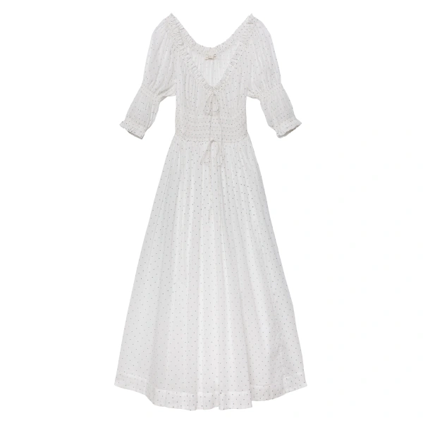 Ischia Dress in Salt Flock Dot