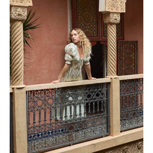 Doen Ischia Dress in Vert Petit Bouquet de Chamonix | Maxi Dresses | Coveti, view 2