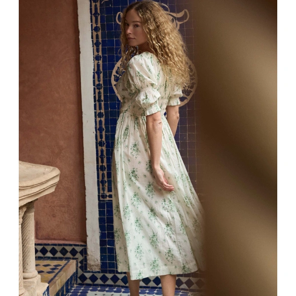 Doen Ischia Dress in Vert Petit Bouquet de Chamonix | Maxi Dresses | Coveti, view 3