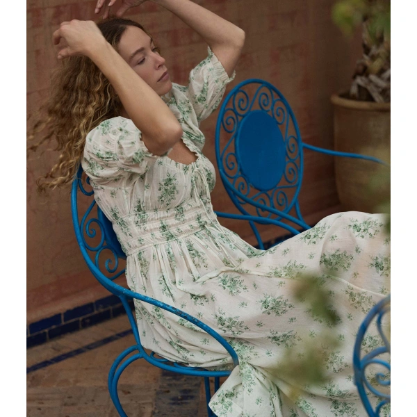 Doen Ischia Dress in Vert Petit Bouquet de Chamonix | Maxi Dresses | Coveti, view 5