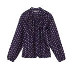 Doen Julienne Top in Navy Cadiz Foulard | Blouses | Coveti