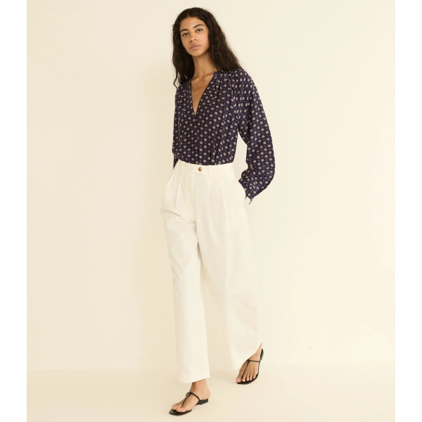 Doen Julienne Top in Navy Cadiz Foulard | Blouses | Coveti, view 5