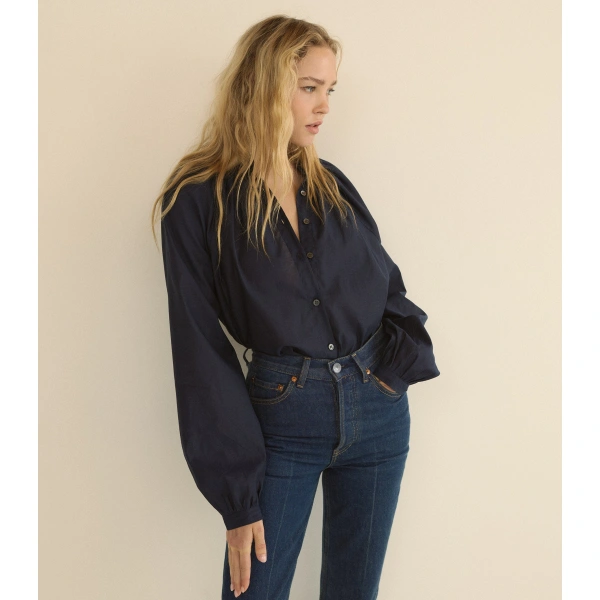 Doen Julienne Top in Oxford Blue | Blouses | Coveti, view 5
