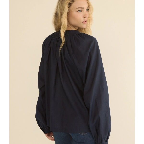 Doen Julienne Top in Oxford Blue | Blouses | Coveti, view 6