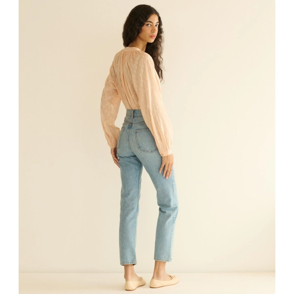 Doen Julienne Top in Peach Sorbet Marseille Embroidery | Blouses | Coveti, view 5