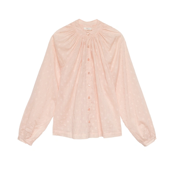 Julienne Top in Peach Sorbet Marseille Embroidery