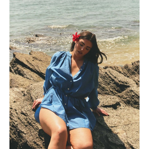 Doen Juliet Tunic Dress in Santorini Blue | Mini Dresses | Coveti, view 3