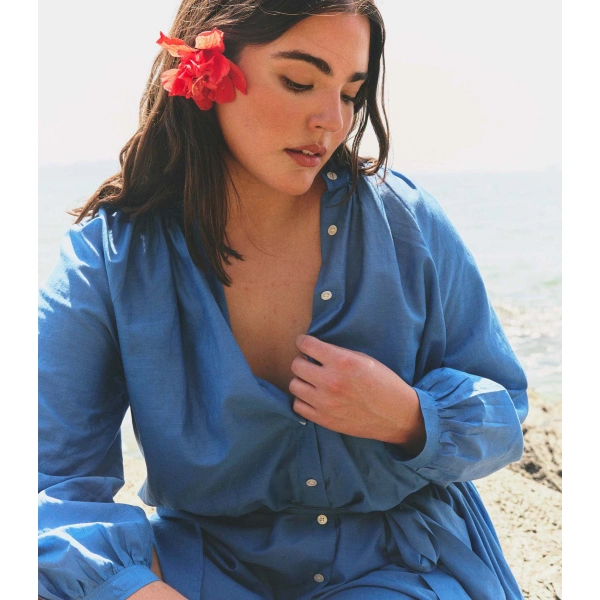 Doen Juliet Tunic Dress in Santorini Blue | Mini Dresses | Coveti, view 4