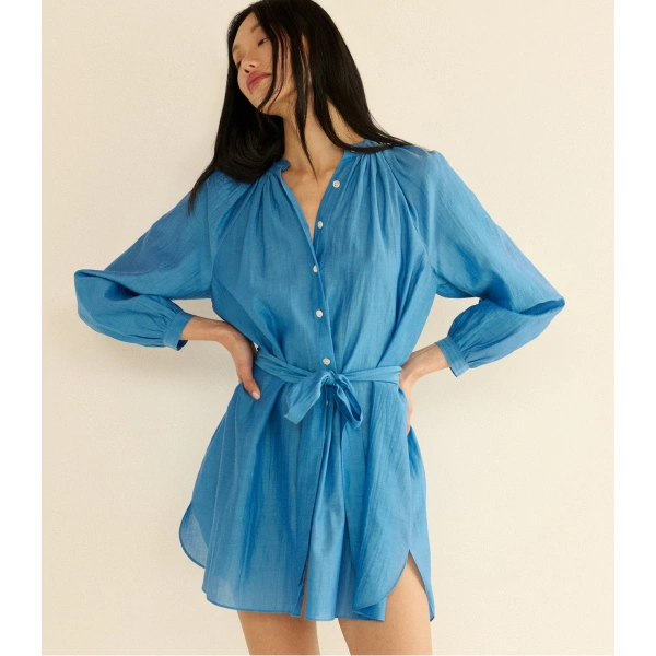 Doen Juliet Tunic Dress in Santorini Blue | Mini Dresses | Coveti, view 6