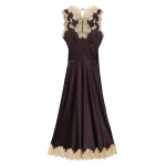 Doen Julitta Dress in Equestrian Brown with Cream Lace | Midi Dresses | Coveti