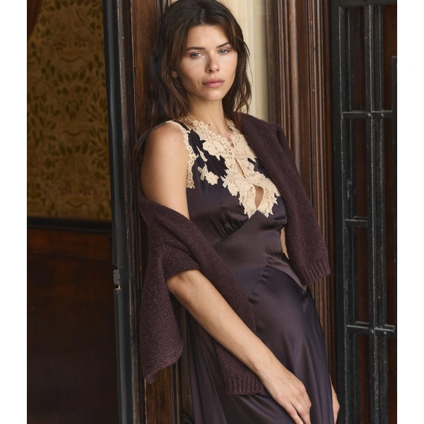 Doen Julitta Dress in Equestrian Brown with Cream Lace | Midi Dresses | Coveti, view 4