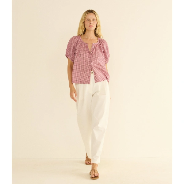 Doen June Top in Mulberry la Maddalena Gingham | Blouses | Coveti, view 4