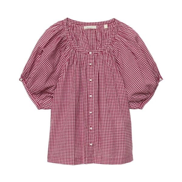 June Top in Mulberry la Maddalena Gingham