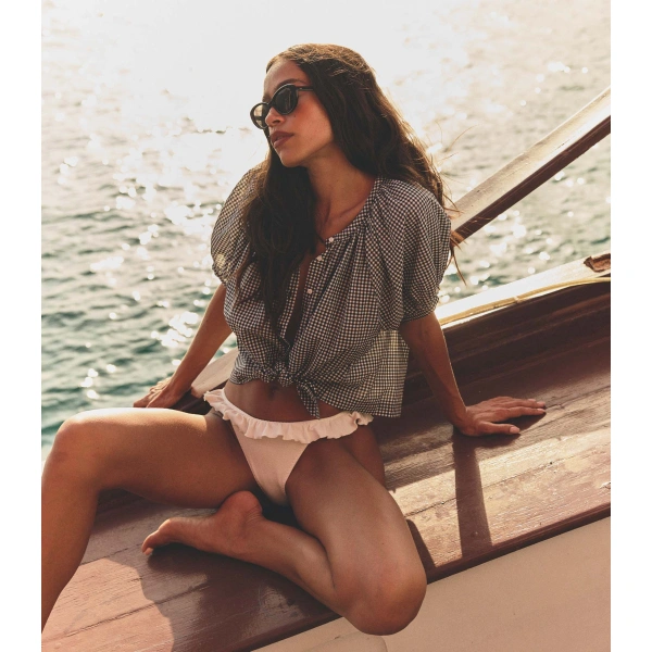 Doen June Top in Noir la Maddalena Gingham | Blouses | Coveti, view 2
