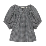 Doen June Top in Noir la Maddalena Gingham | Blouses | Coveti